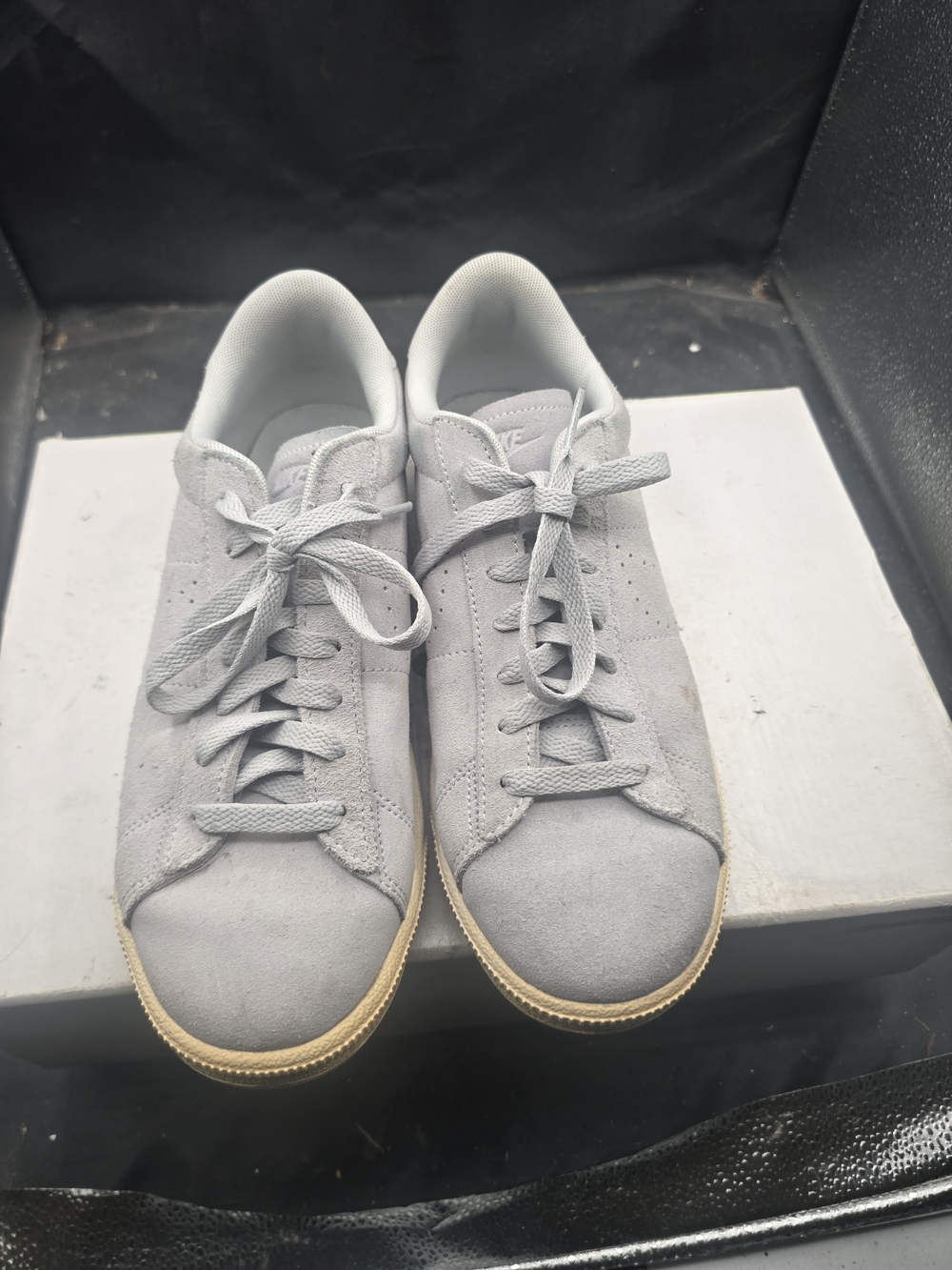 Nike Suede Low-Top Sneakers in Light‎ Gray with Gum Sole